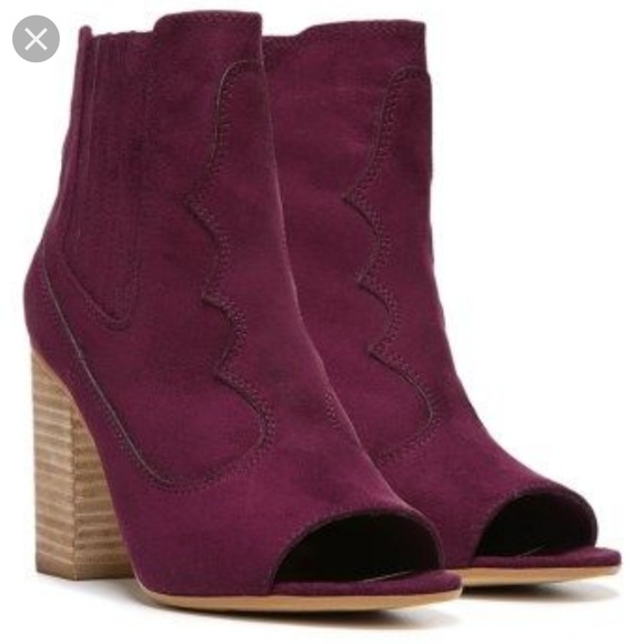Carlos Santana Shoes - Carlos Santana Maroon Ankle Peep Toe Booties